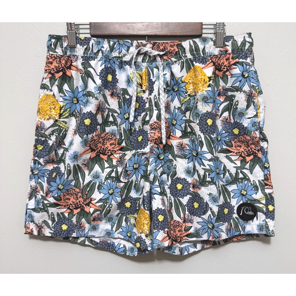 Quiksilver Men's Floral Volley Lined Shorts Swim Trunks Size Large Surfer